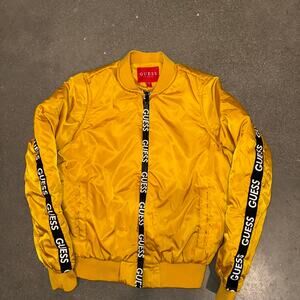 Y2k guess yellow bomber jacket